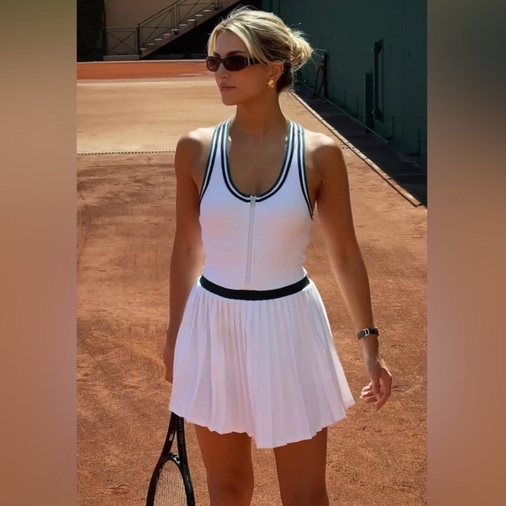 Varley White and Black Mini Dress